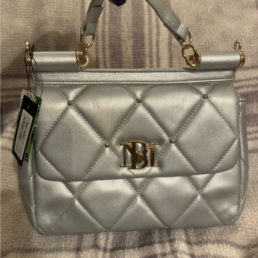 NEW Badgley Mischka metallic silver handbag